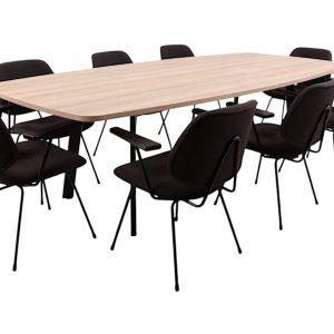 MAYA ovale vergadertafel 320×120 cm Scandinavisch eiken zwart