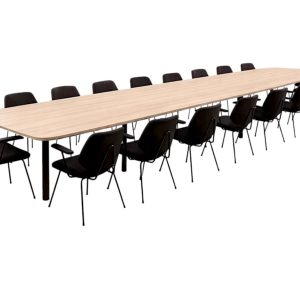 MAYA ovale vergadertafel 440×140 cm Scandinavisch eiken zwart