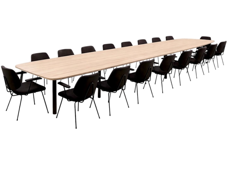 MAYA ovale vergadertafel 440×140 cm Scandinavisch eiken zwart