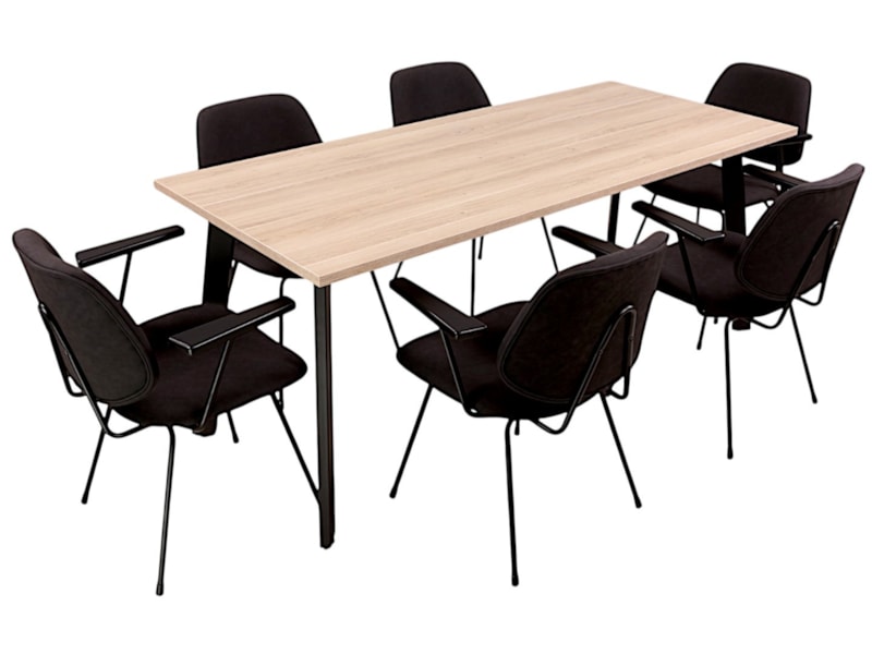 MAYA vergadertafel 180×80 cm Scandinavisch eiken zwart - Afbeelding 2