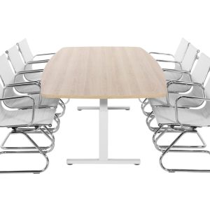 TUBE vergadertafel 260×120 cm Scandinavisch eiken wit