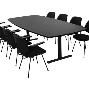 TUBE vergadertafel 260×120 cm volledig zwart