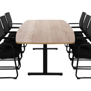 TUBE vergadertafel 260×120 cm eiken zwart