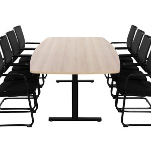 TUBE vergadertafel 260×120 cm Scandinavisch eiken zwart