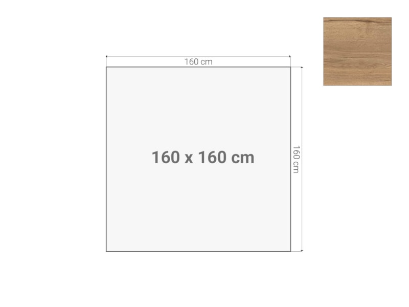 Los vergadertafelblad 160×160 cm eiken