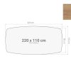 Los bootvormig vergadertafelblad 220×110 cm eiken