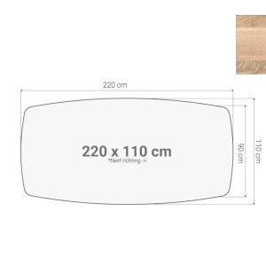 Los bootvormig vergadertafelblad 220×110 cm Scandinavisch eiken