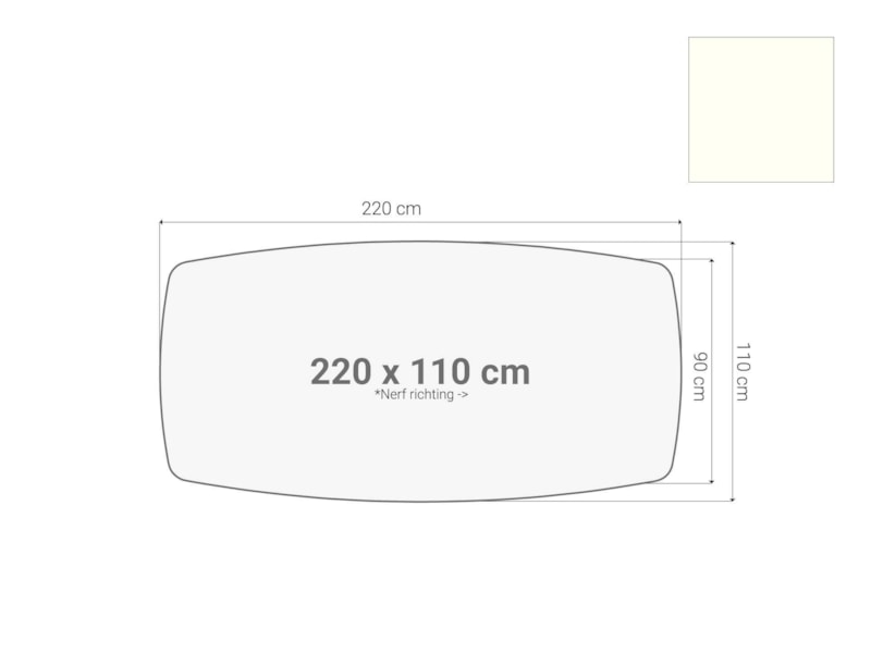 Los bootvormig vergadertafelblad 220×110 cm wit