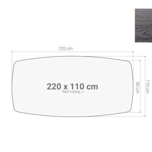Los bootvormig vergadertafelblad 220×110 cm zwart
