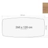 Los bootvormig vergadertafelblad 260×120 cm eiken