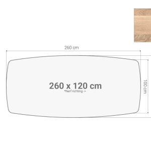Los bootvormig vergadertafelblad 260×120 cm scandinavisch eiken