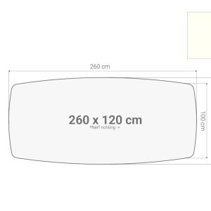 Los bootvormig vergadertafelblad 260×120 cm wit