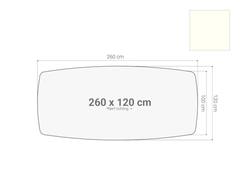 Los bootvormig vergadertafelblad 260×120 cm wit