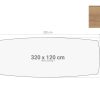 Los bootvormig vergadertafelblad 320×120 cm eiken
