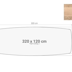 Los bootvormig vergadertafelblad 320×120 cm scandinavisch eiken