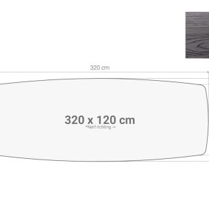 Los bootvormig vergadertafelblad 320×120 cm zwart