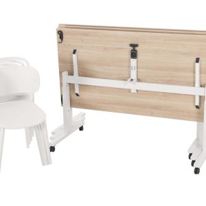 TUBE verrijdbare klaptafel 180×80 cm Scandinavisch eiken wit