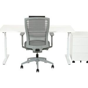 TUBE instelbaar bureau 120×80 cm volledig wit