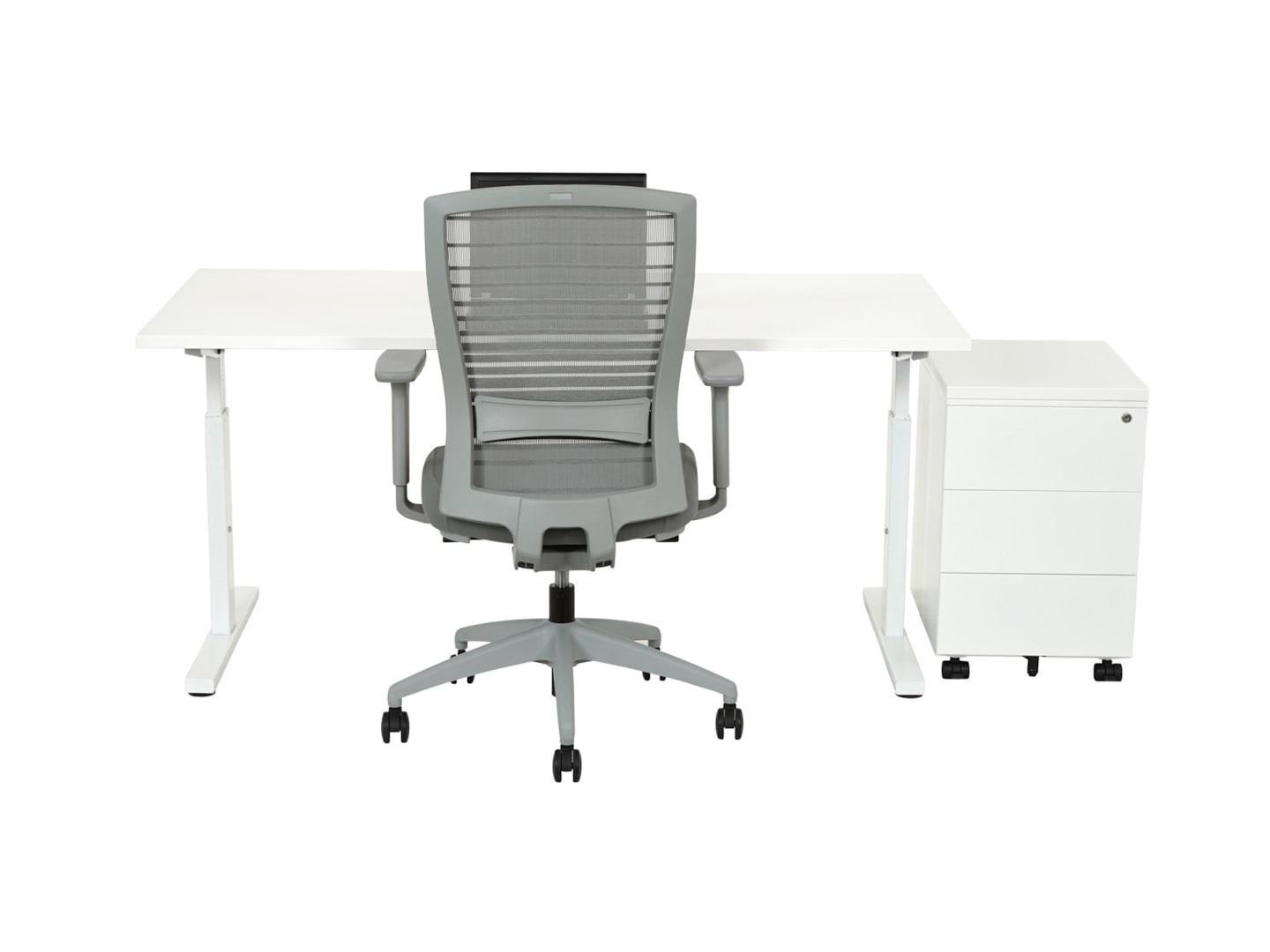 TUBE instelbaar bureau 120×80 cm volledig wit