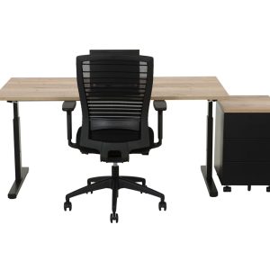 TUBE instelbaar bureau 200×80 cm eiken zwart