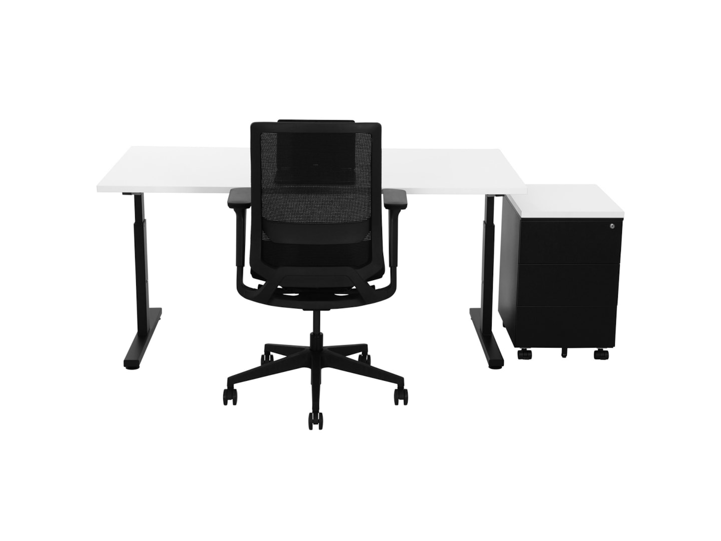 TUBE instelbaar bureau 160×80 cm wit zwart