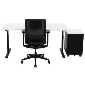 TUBE instelbaar bureau 180×80 cm wit zwart