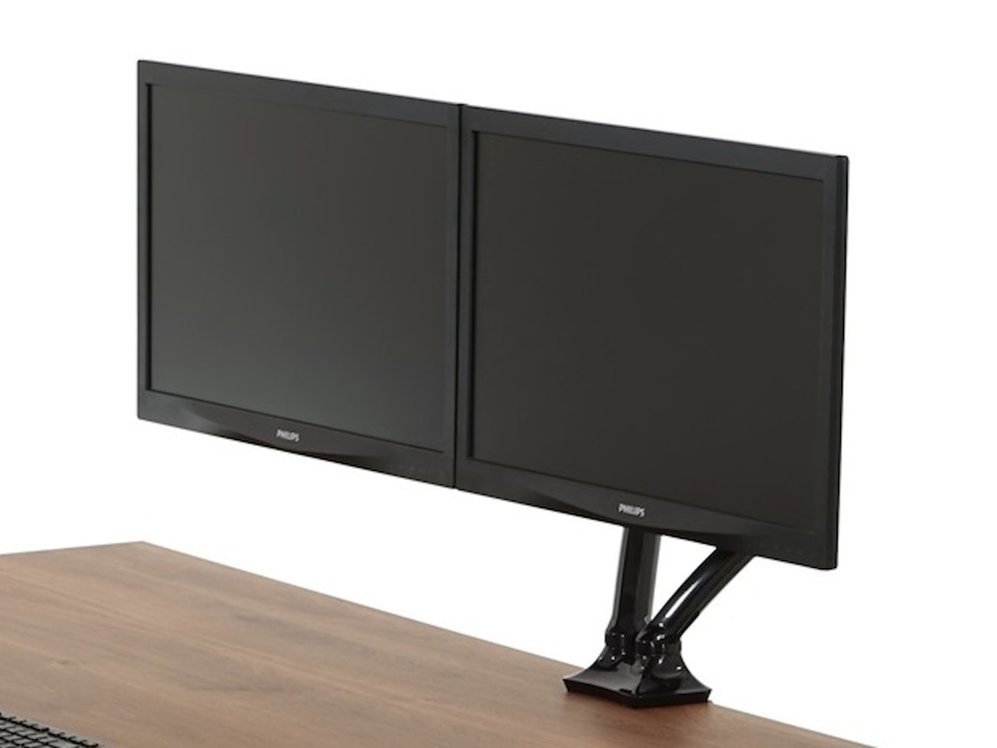 Dudly dubbele monitorarm met gasveer – zwart