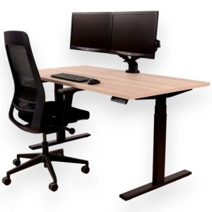YOUP02 elektrisch zit-sta bureau 140×80 cm Scandinavisch eiken zwart – 150 kg