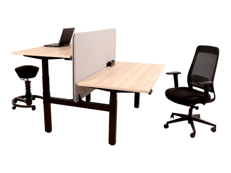YOUP06 elektrisch duo zit-sta bureau 2 × 120×80 cm eiken zwart - Afbeelding 3