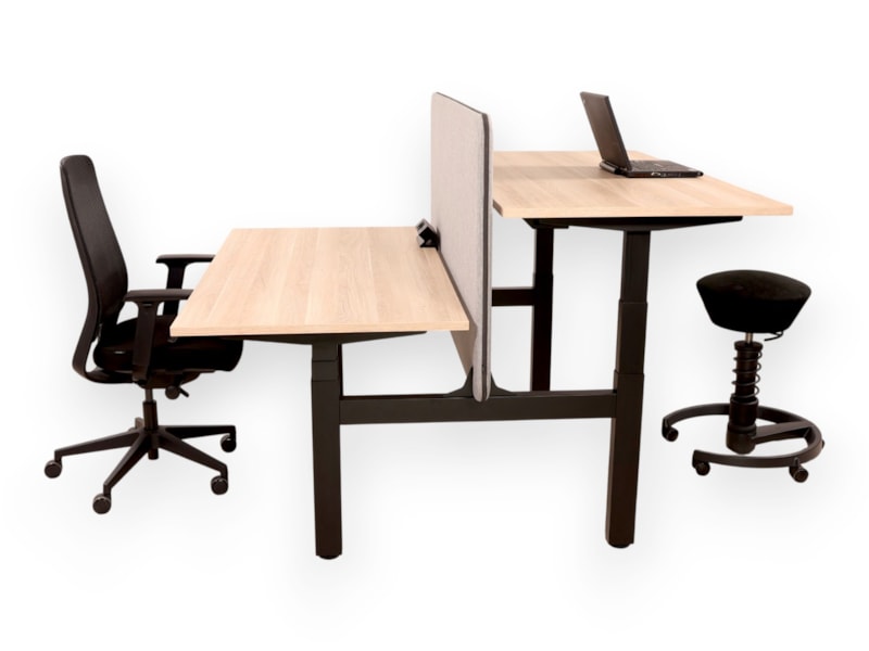 YOUP06 elektrisch duo zit-sta bureau 2 × 140×80 cm eiken zwart - Afbeelding 3
