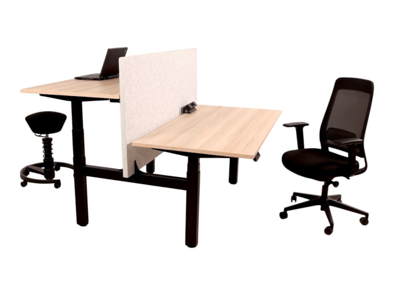 YOUP06 elektrisch duo zit-sta bureau 2 × 140×80 cm eiken zwart - Afbeelding 6