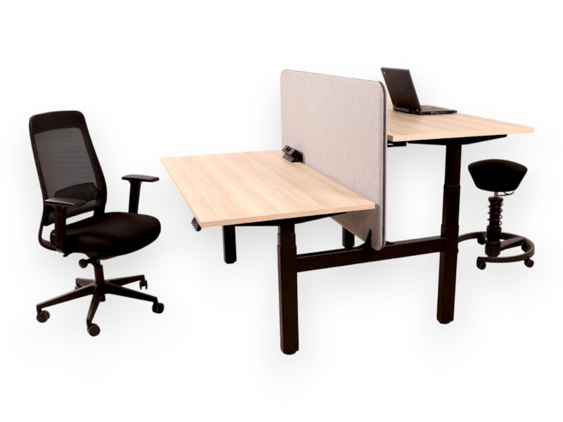 YOUP06 elektrisch duo zit-sta bureau 2 × 140×80 cm eiken zwart