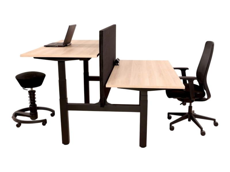 YOUP06 elektrisch duo zit-sta bureau 2 × 180×80 cm eiken zwart
