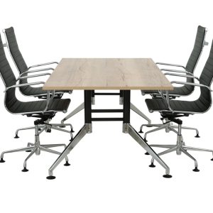 SIGN vergadertafel 200x100 cm eiken zwart chroom - Afbeelding 3