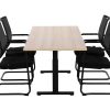 TUBE spreektafel 160 bij 80 cm Scandinavisch eiken met zwart onderstel, stoelen niet inbegrepen