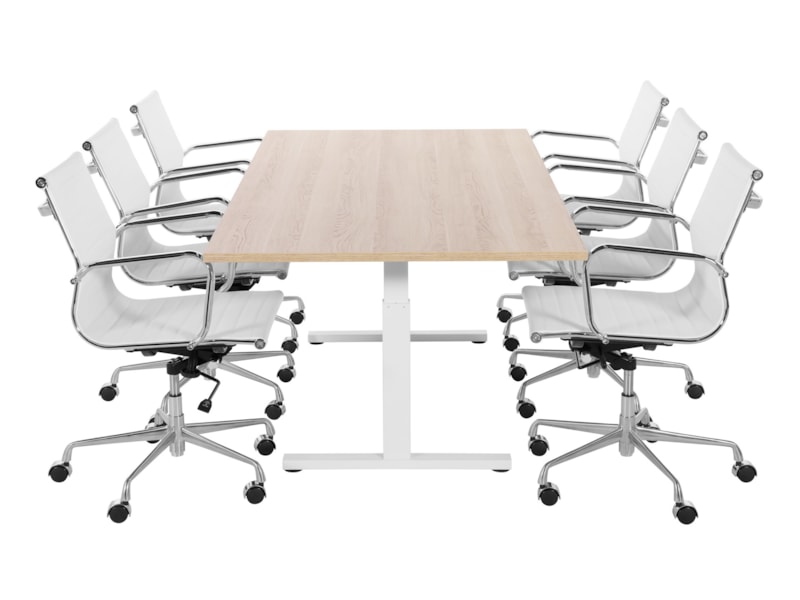 TUBE vergadertafel 200x100 cm Scandinavisch eiken met wit frame, exclusief stoelen