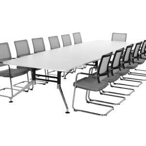 SIGN bootvormige vergadertafel 440x140 cm wit zwart chroom - Afbeelding 2
