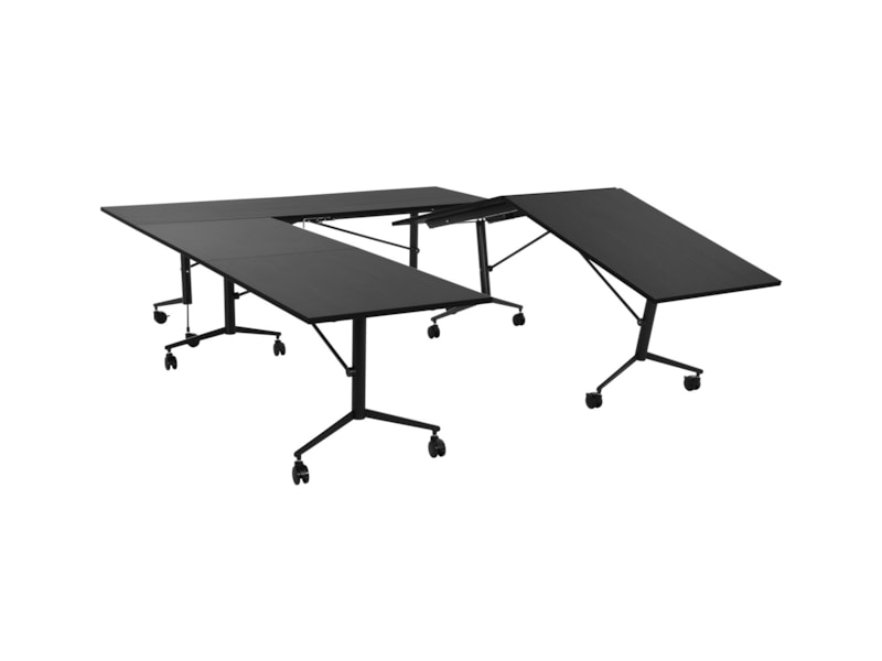 FOLD verrijdbare klaptafel 240x80 cm volledig zwart - Afbeelding 3