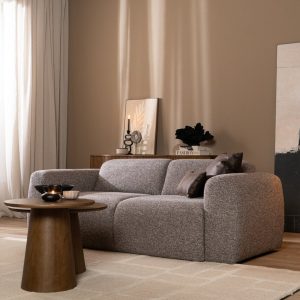 2,5-zitsbank Maine in bruin-grijze bouclé, sfeer- en detailfoto