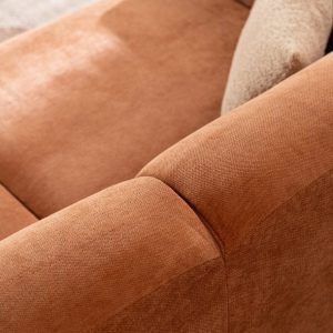 2,5-zitsbank Maine in terracotta gemêleerde stof, sfeer- en detailfoto