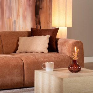 2,5-zitsbank Maine in terracotta gemêleerde stof, sfeer- en detailfoto