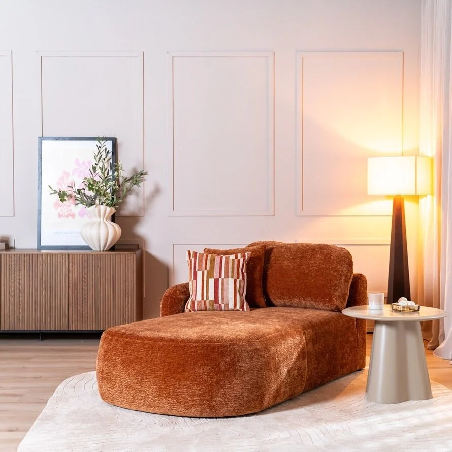 Chaise longue Vienna chenille terracotta links - Afbeelding 5