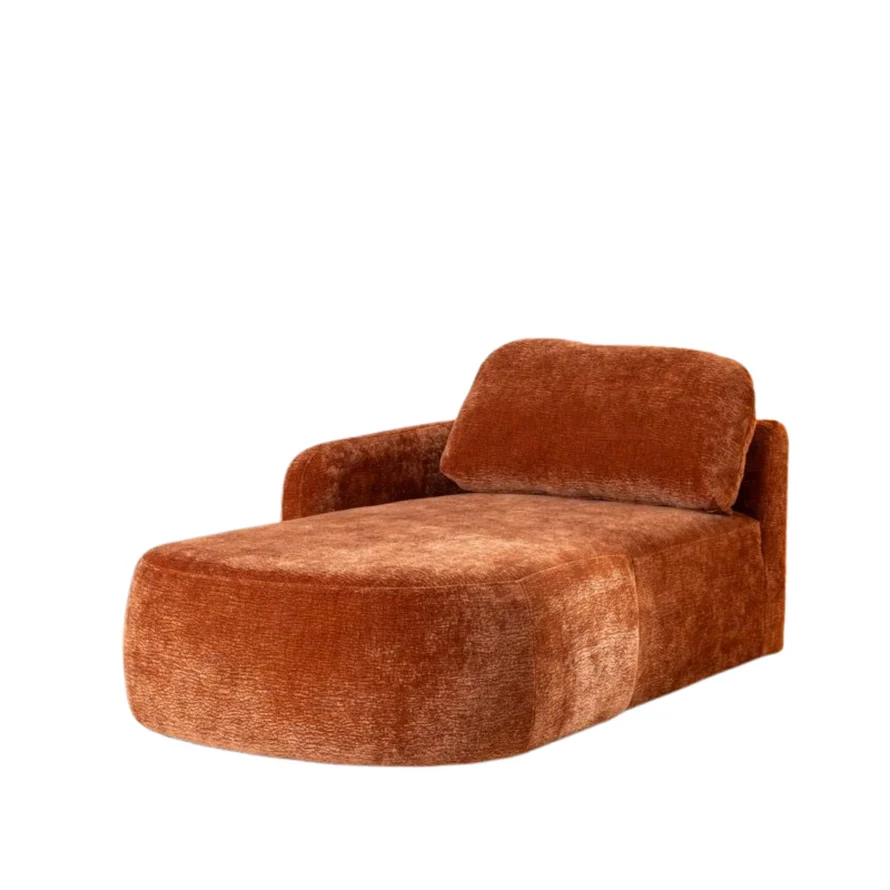 Chaise longue Vienna chenille terracotta links - Afbeelding 2