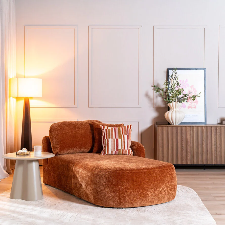 Chaise longue Vienna chenille terracotta rechts - Afbeelding 2