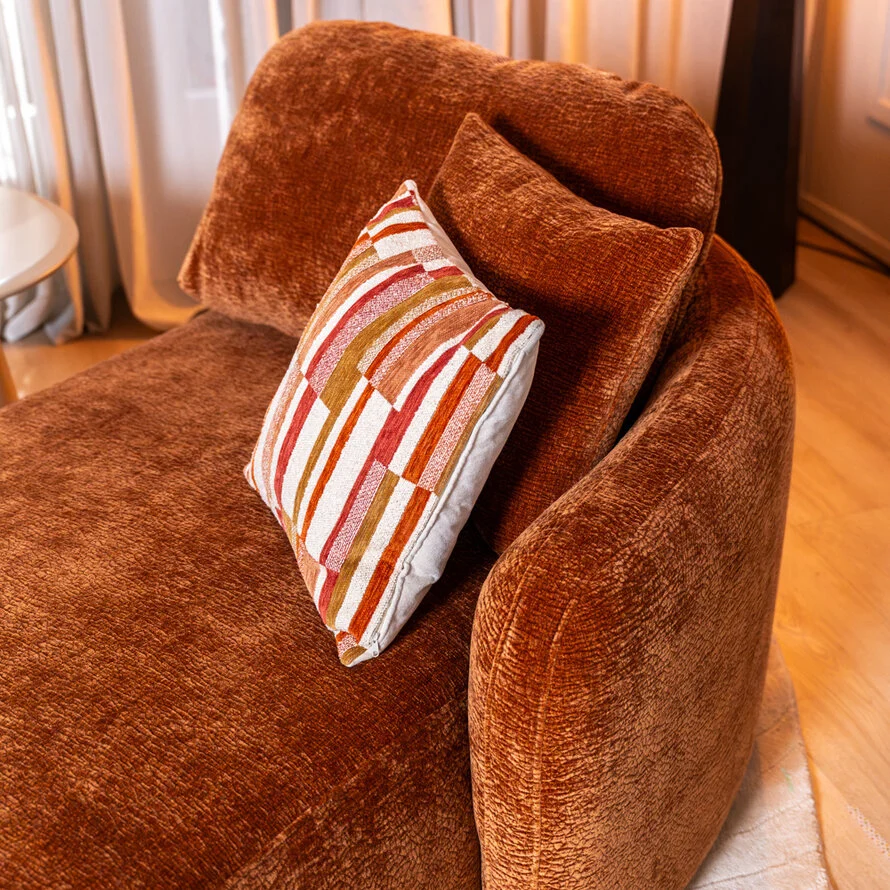 Chaise longue Vienna chenille terracotta rechts - Afbeelding 5