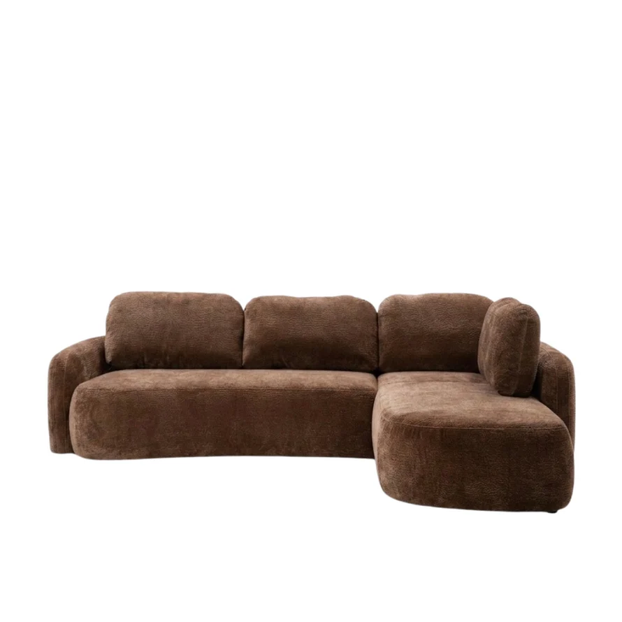 Hoekbank Vienna in chocolate brown chenille, rechter loungezijde