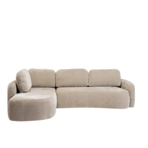 Hoekbank Vienna in taupe chenille met loungegedeelte links, vrijstaand productbeeld
