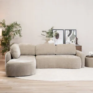 Loungegedeelte en zitkussens van Hoekbank Vienna taupe