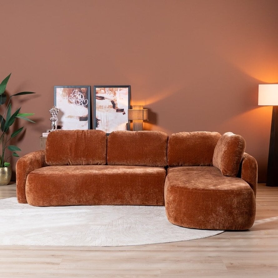 Hoekbank Vienna chenille terracotta rechts