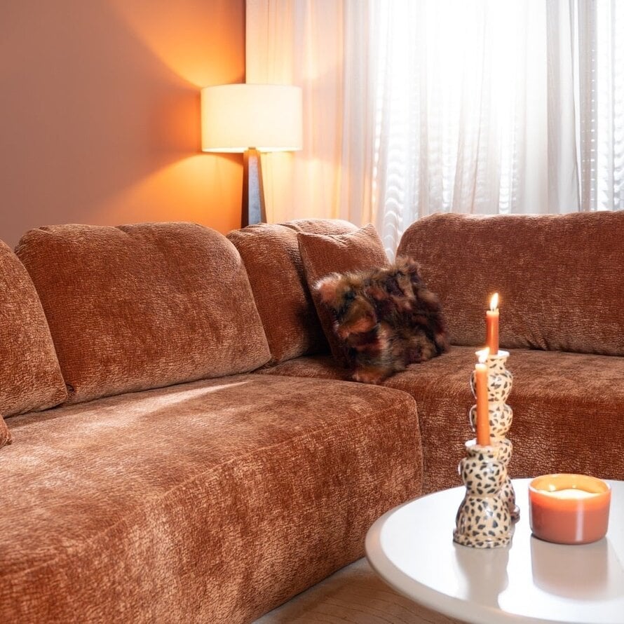 Hoekbank Vienna chenille terracotta rechts